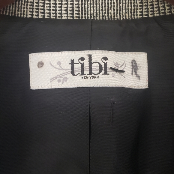 Tibi Houndstooth Check Plaid Elbow Patch Single Button Blazer Jacket - Picture 8 of 9